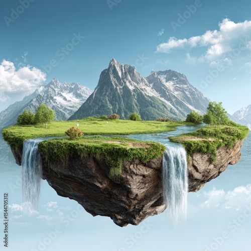 fantasy island on clouds