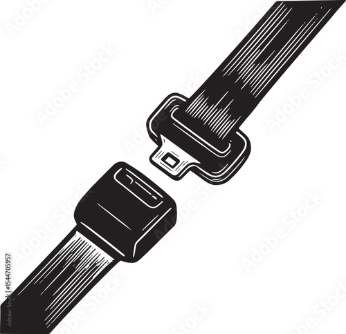 Seat Belt Illustration: Safety Graphic Depicting Fastened Seatbe