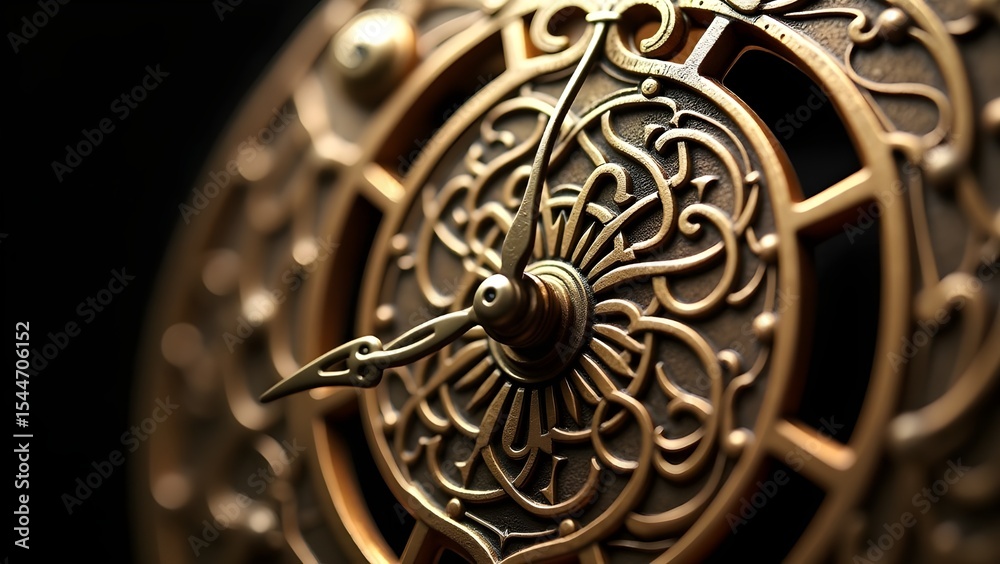 Obraz premium A vintage clock face with intricate brass details