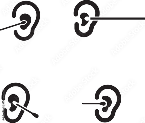 Four Stages of Ear Cleaning with a Q-Tip