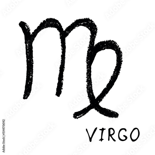 Hand drawn virgo zodiac sign Esoteric symbol doodle Astrology clipart Element for design