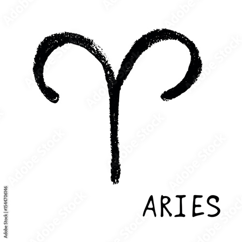 Hand drawn aries zodiac sign Esoteric symbol doodle Astrology clipart Element for design