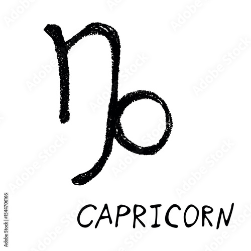Hand drawn capricorn zodiac sign Esoteric symbol doodle Astrology clipart Element for design