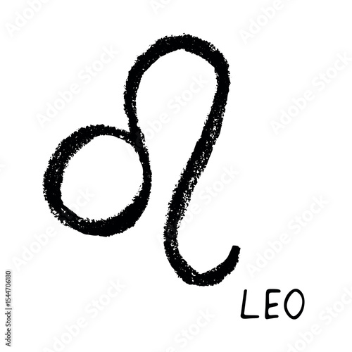 Hand drawn leo zodiac sign Esoteric symbol doodle Astrology clipart Element for design