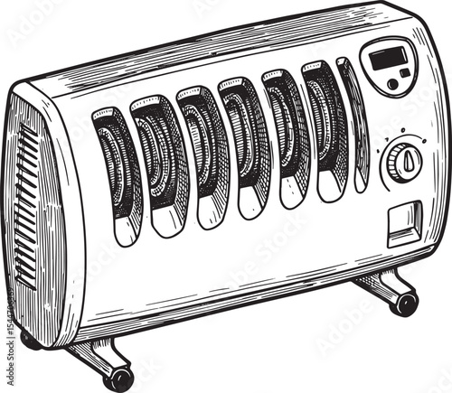 Detailed illustration of a modern electric oil-filled radiator h