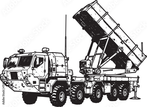 Illustration of a military mobile launcher on a white background