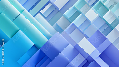 Geometric Paper-Cut Style Cold Gradient Wallpaper