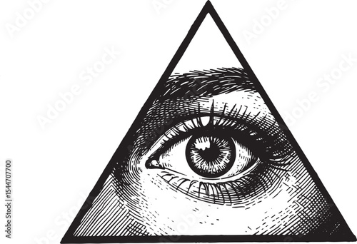 Detailed illustration of the all-seeing eye inside a triangle on