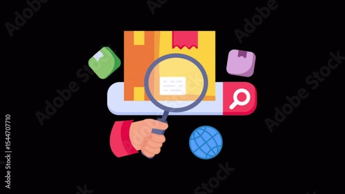 Search Product 2D Flat Animations on Transparent background