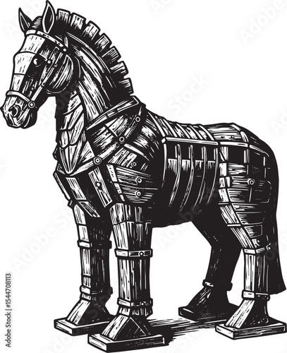 Illustration of the Trojan Horse, a symbol of deception and stra