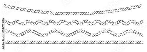 Rope brushes set isolated. Collection rope patterns, perfect for creating knit and rope designs PNG