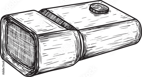 Hand-drawn illustration of a flashlight isolated on a white back