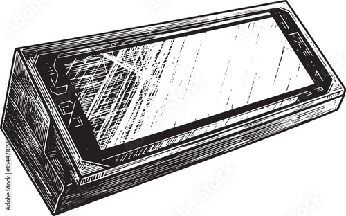 Monochrome Illustration of a Tablet or Smartphone in a Protectiv