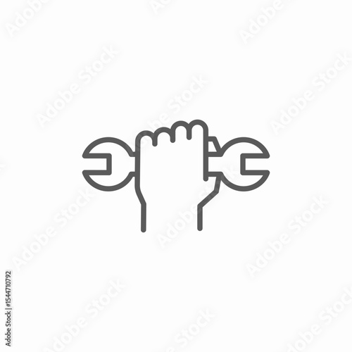 hand holding wrench icon sign vector