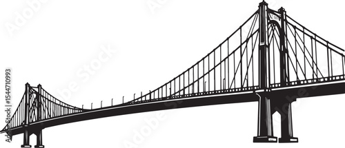 A minimalist vector illustration of a suspension bridge against