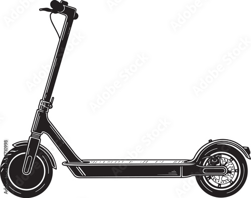 Illustration of a black electric scooter on a white background i
