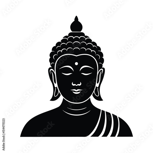 Lord buddha face vector silhouette