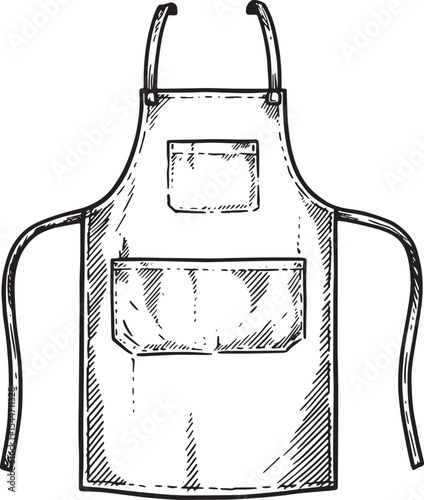 Hand-drawn apron illustration, perfect for kitchen, cooking, or