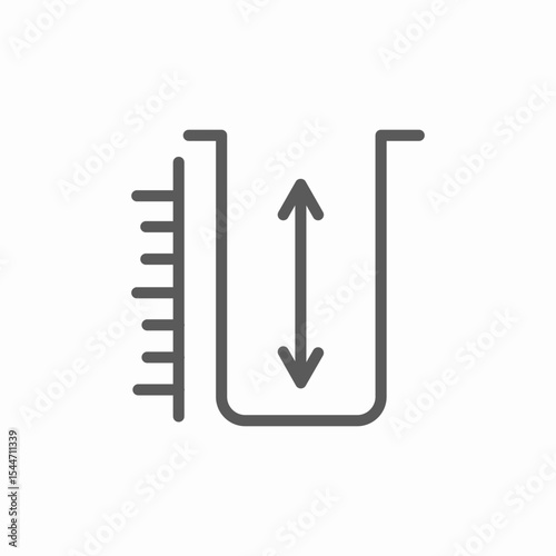 measuring cup height icon sign vector