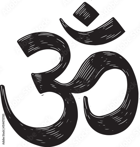 Om Symbol in Black and White: Artistic Representation on a Clean
