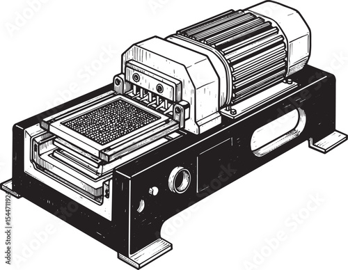Detailed Illustration of an Industrial Machine, Vector Drawing,
