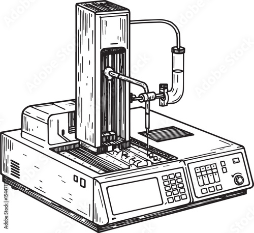 Detailed illustration of scientific laboratory equipment, black