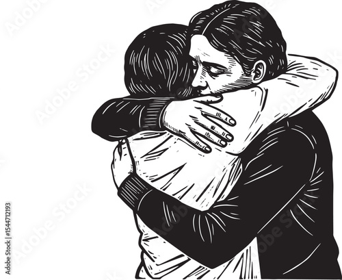 Illustration of an Embrace, Showing Love, Support, and Comfort i