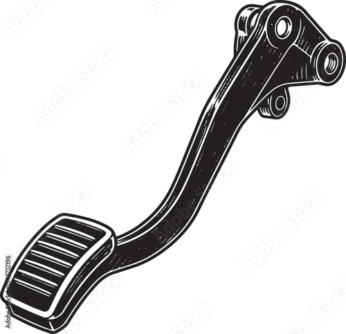 Detailed Illustration of a Car Pedal, Brake Pedal, Vector Image,