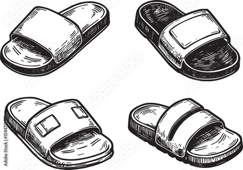 Black and white illustration of four different types of slides o