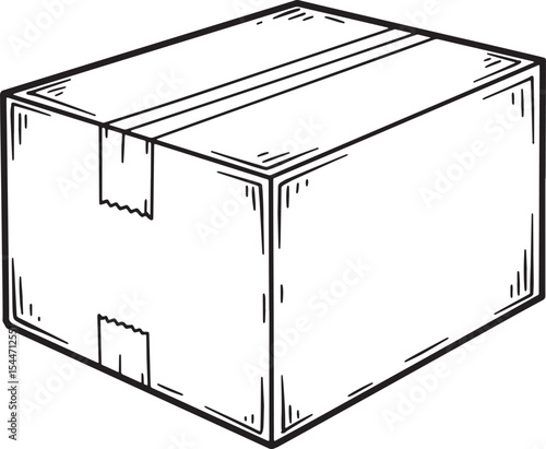 Black and white illustration of a cardboard box for packaging an