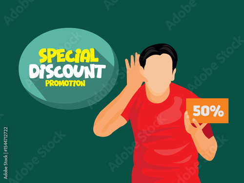 Illustrtion promotion big sale and special discount people anouncment flat design and creative vector design marketing