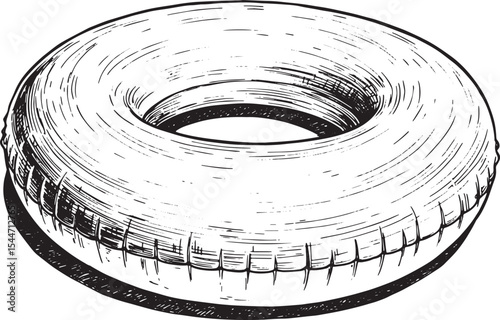 Hand-drawn illustration of a floating ring for swimming or recre