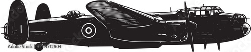 Detailed illustration of a vintage Lancaster bomber aircraft in
