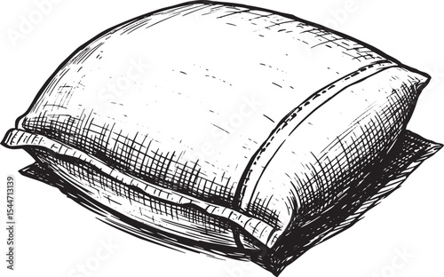 Hand-drawn illustration of a fluffy pillow, ideal for comfort an