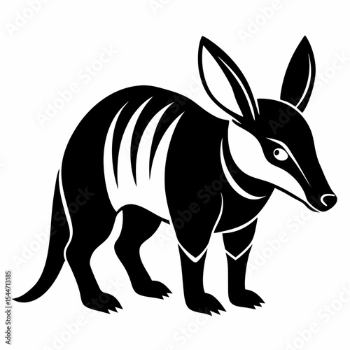 Stylized armadillo silhouette illustration isolated on white background