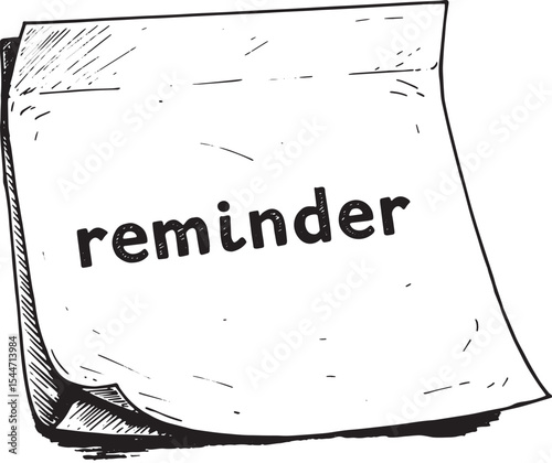 Simple Hand-Drawn Illustration of a Note Paper with the Word Rem