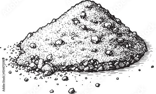 Detailed Black and White Illustration of a Pile of Small Rocks a