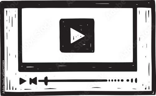 Hand-drawn video player icon with play button, perfect for multi