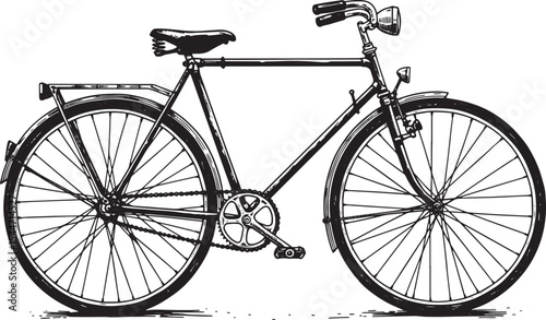 Classic Bicycle Illustration: Vintage Bike in Black and White, D