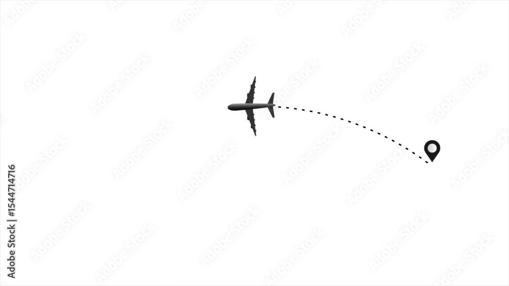 Animation of Jet Airplane with Line for Travel Concept