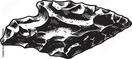 Detailed hand-drawn illustration of an ancient arrowhead on a wh