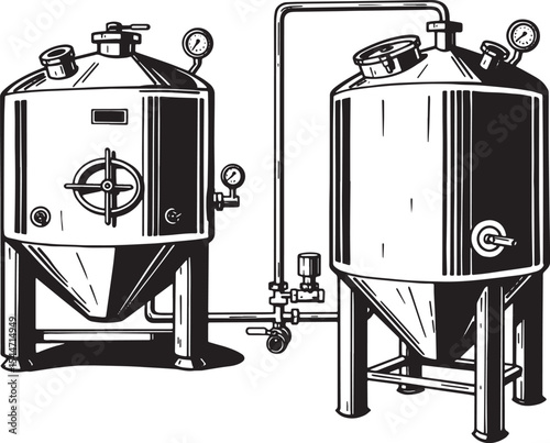 Illustration of brewing tanks and equipment, perfect for beverag