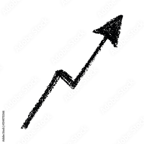 Hand drawn ink arrow illustration in sketch style. Business doodle clipart. Single element for design