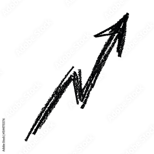 Hand drawn ink arrow illustration in sketch style. Business doodle clipart. Single element for design