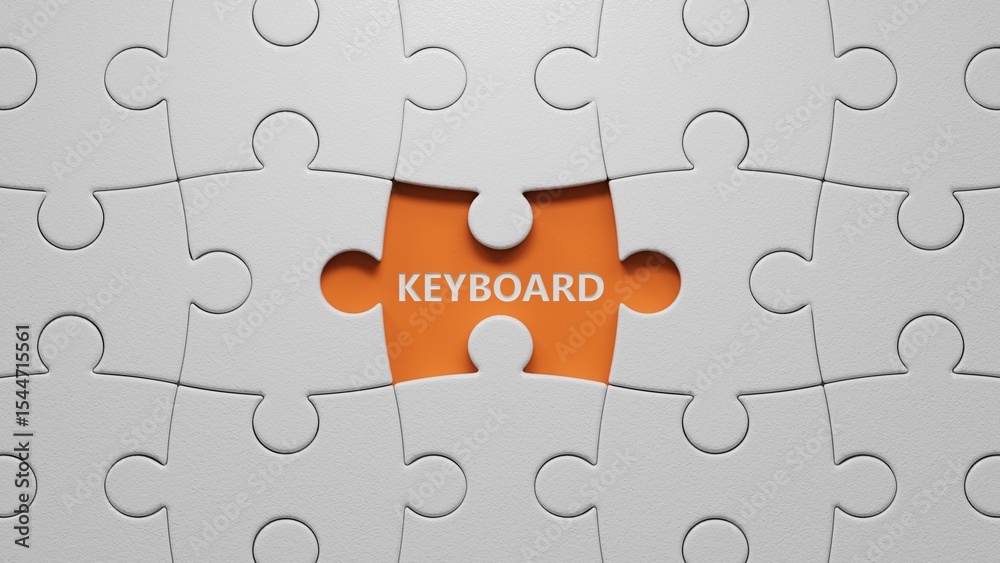 Fototapeta premium Keyboard. spelling.Flat lay view from above on orange background with buttons