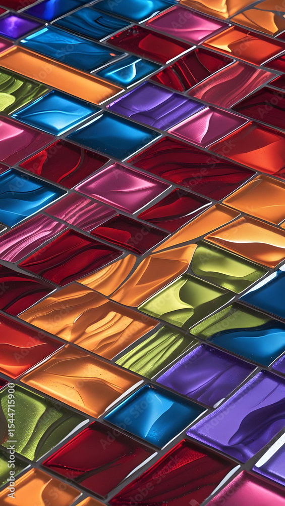 Fototapeta premium Close-up of rainbow mosaic tile gradient