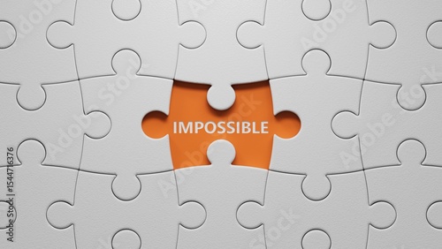 impossible. spelling.Flat lay view from above on orange background with  buttons