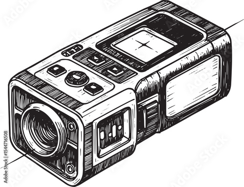Detailed illustration of a laser distance meter, perfect for con