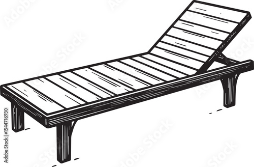 Illustration of a black and white deckchair perfect for relaxati