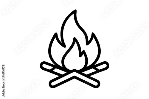 Campfire icon, line art vector icon